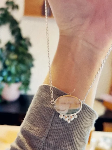 Unikat Collier Silber mit Buntjaspis und Kugeln