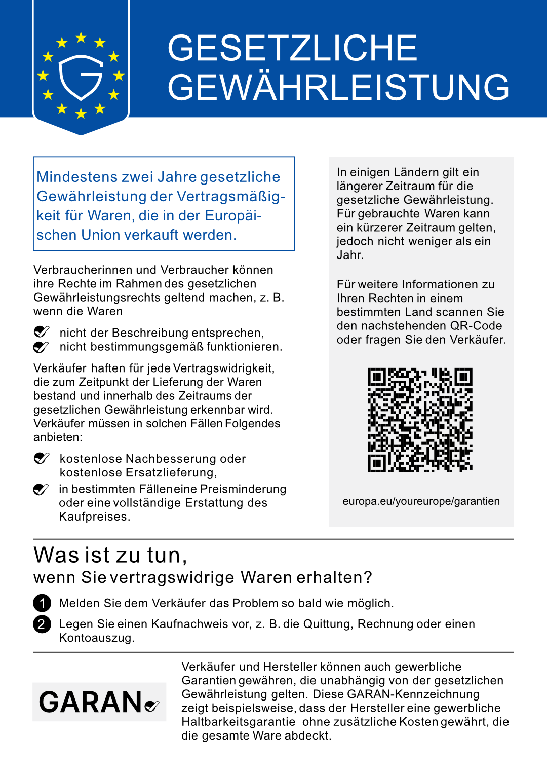 Gewährleistungslabel